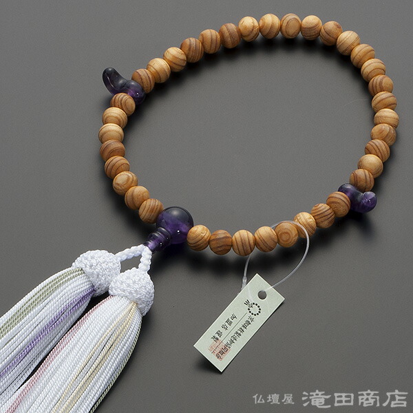 楽天市場】神道用 数珠 女性用 桧(ひのき) 瑪瑙(メノウ)仕立 2天勾玉