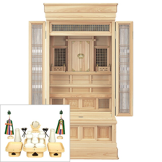 祖霊舎 神徒壇 地袋付型 45号(山印) 神具書き割り付き添い人 日本製 高さ136cm×巾67珊\u003cBR\u003e\u003cBR\u003e【貨物輸送無料】【室内据え付ける無料】【神具 御霊舎 聖餐台宮 仏間 床の間 床置き 和室 洋室 祖霊舎 神徒壇 霊璽 御霊代 お宮 神道 国産品】