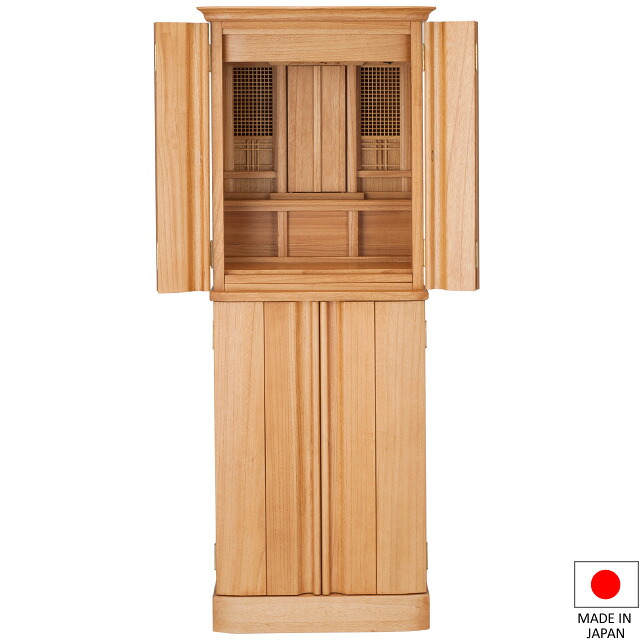 祖霊舎 今めかしい・家具調 神徒壇 台付型(床置き) 45号(弦印) 日本製 高さ135cm×巾51珊\u003cBR\u003e\u003cBR\u003e【貨物輸送無料】【室内据え付ける無料】【神具 御霊舎 聖餐台宮 今日このごろ型 リビング 室内装飾 祖霊舎 神徒壇 霊璽 御霊代 神道 国産品】