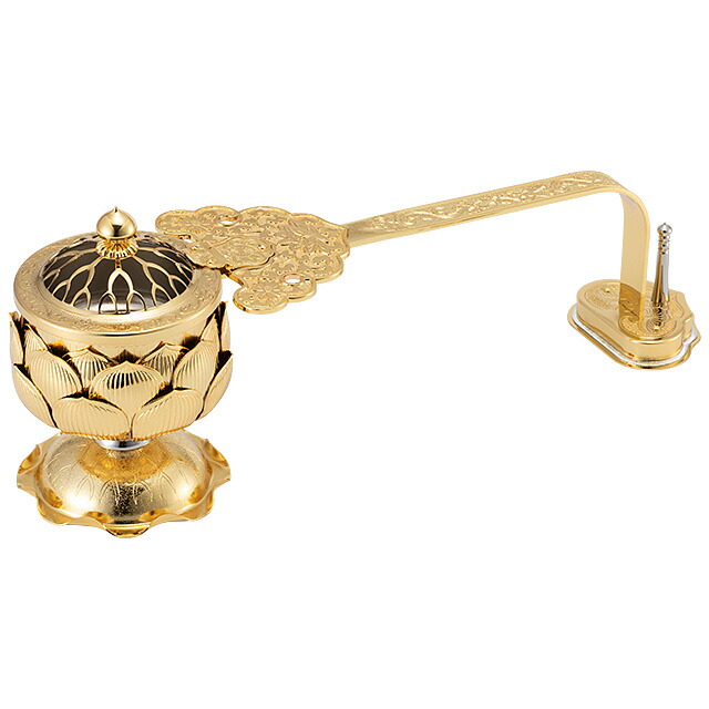 楽天市場】【寺院用】蓮華型柄香炉 東用銅地 消メッキ 丸柄 打物製