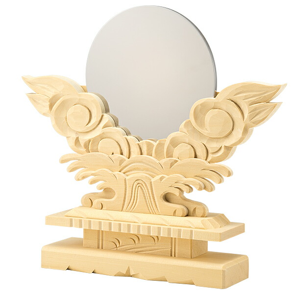 仏壇屋 滝田商店 神鏡(台付) 金属製「本鏡」 1.5寸(鏡径4.5cm・高さ8 神棚の里(Kamidananosato) 龍神彫り神鏡 15.5×15.5×7.5φ