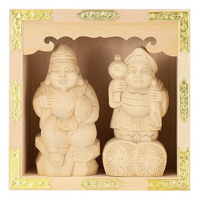 楽天市場】【 伊勢 宮忠 】【 木彫 えびす様・大黒様 二福神 台付 No.5