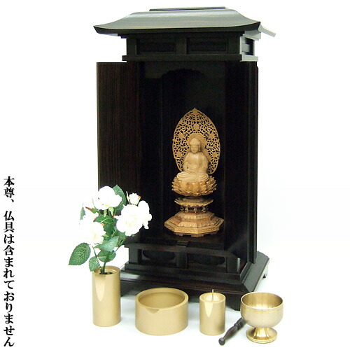 春日厨子 黒檀 高さ48.2cm&times;巾25.6cm【送料無料】【お盆用品 仏具 お彼岸 日本製 国産品 厨子 仏壇 唐木仏壇 小型 上置型 伝統型 ミニ 小さい】｜仏壇 盆提灯 数珠の仏壇屋滝田商店
