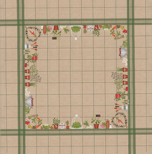 【ル・ボヌール・デ・ダム】 刺しゅう一揃いの道具 6026 Tablecloth vegetables テーブルクロス【貨物輸送無料】※お取り寄せ（約１～2ヶ月）