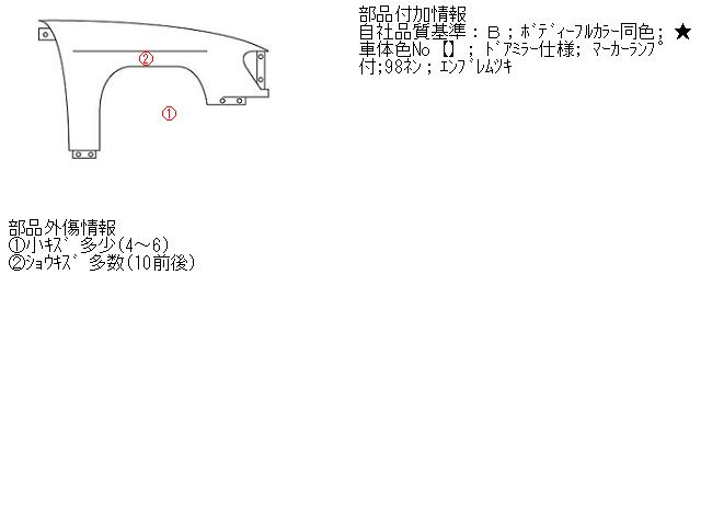 【中古】中古部品 モンディオ WF0NSE 右ﾌﾛﾝﾄﾌｪﾝﾀﾞｰ 【3310070100-000529613810600】