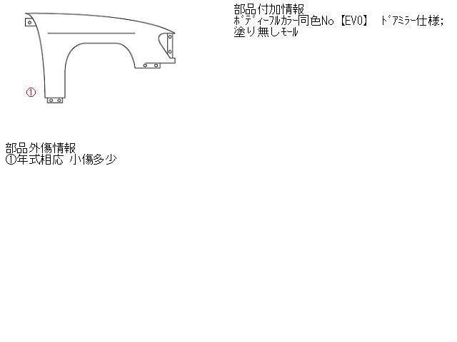 【中古】中古部品 サニー FB15 右ﾌﾛﾝﾄﾌｪﾝﾀﾞｰ 【3310160100-000990736210600】