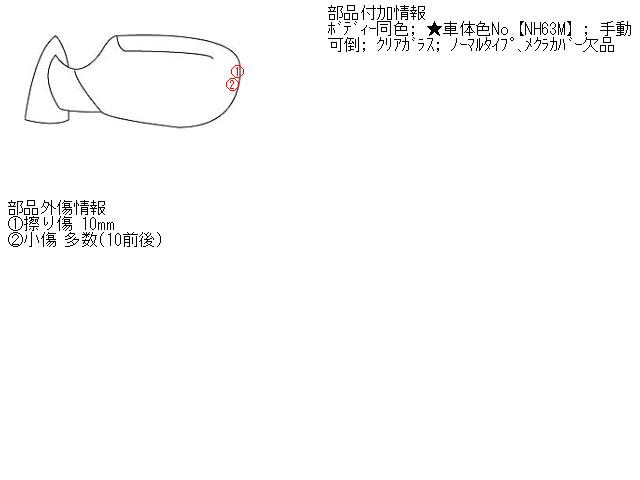 【中古】中古部品 バモス HM1 左ｻｲﾄﾞﾐﾗｰ 【3310160100-001411658213600】