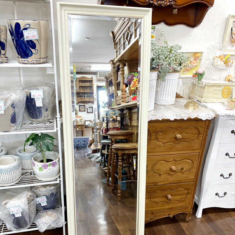★百貨店SALE執り行なう中！★ 飾りつけ姿鏡鑑 姿鏡鑑 鏡鑑 48Ｘ148糎 大型鏡鑑 姿見 鏡 室内装飾 五体鏡 アンティーク 幅48糎 今めかしい 姫系 部屋の入り口 リビング お召しものお部屋 白いこと 白 ※実際の色はベージュ色です。真っ白ではありません。