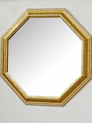 楽天市場】ゴールドオクタゴン 八角ミラー 壁掛け鏡 縁起の良い八角形