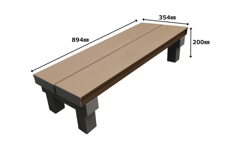 【メーカー直送】 人工木アルミデッキT型 連結ステップ 894×354mm ブラウン ウッドデッキ 錆びに強い おしゃれ 4524804134687