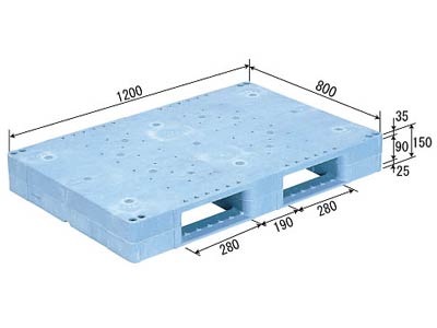 【メーカー直送】 【法人限定・個人宅配送不可】 D2-812F サンコー プラスチックパレット 三甲 ライトブルー （プラパレ）