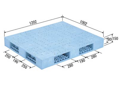 【メーカー直送】 【法人限定・個人宅配送不可】 R4-1012F-2 サンコー プラスチックパレット 三甲 ライトブルー （プラパレ）