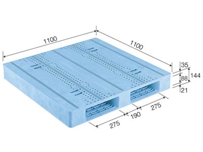 【メーカー直送】 【法人限定・個人宅配送不可】 D2-1111F-3 サンコー プラスチックパレット 三甲 ライトブルー （プラパレ）