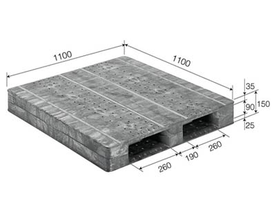 【メーカー直送】 【法人限定・個人宅配送不可】 D2-1111Fー2 サンコー プラスチックパレット 三甲 グレー （プラパレ）