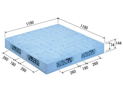 【メーカー直送】 【法人限定・個人宅配送不可】 R4-1111F-2 サンコー プラスチックパレット 三甲 ライトブルー （プラパレ）