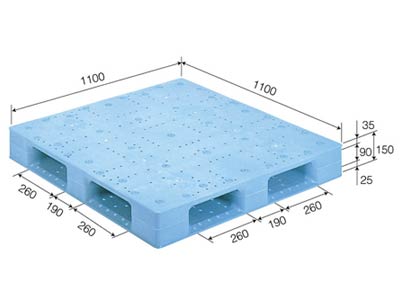 【メーカー直送】 【法人限定・個人宅配送不可】 D4-1111F-2 サンコー プラスチックパレット 三甲 ライトブルー （プラパレ）