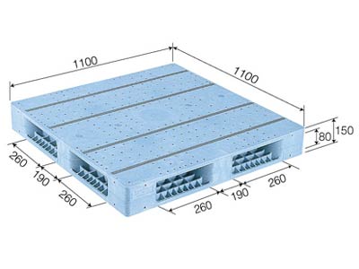 【メーカー直送】 【法人限定・個人宅配送不可】 R4-1111F-3 サンコー プラスチックパレット 三甲 ライトブルー （プラパレ）