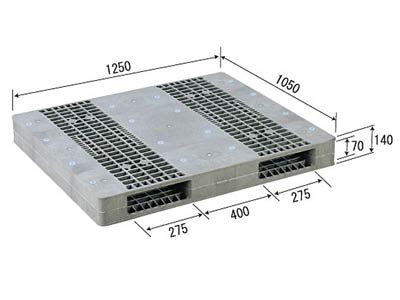 【メーカー直送】 【法人限定・個人宅配送不可】 R2-105125F-2 サンコー プラスチックパレット 三甲 ライトグレー （プラパレ）