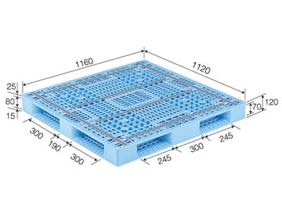 【メーカー直送】 【法人限定・個人宅配送不可】 D4-112116 サンコー プラスチックパレット 三甲 ライトブルー （プラパレ）
