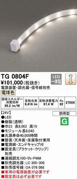 タイムセール！】 TG0804F オーデリック 屋外用テープライト トップ