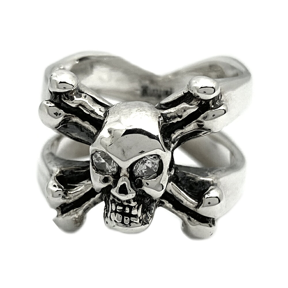 ロイヤルオーダー Royal Order エックススカルプレーンwストーンアイリング　クリア X-Skull Plain w CZ In Eyes｜CREAM 店