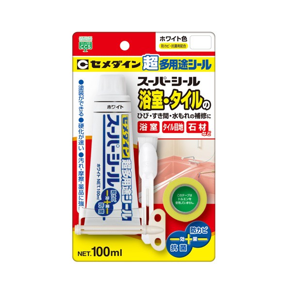 Sx 006 60個 浴室 タイルのひび すき間 水もれの補修に ホワイト スーパーシール 100ml コーキング セメダイン ホワイト Sx 006 ケース販売 イーダイク