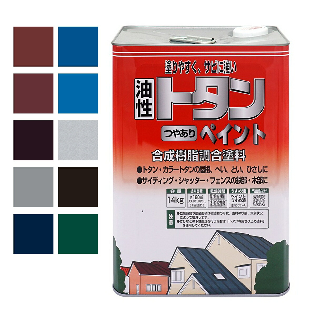 塗料 トタンつやありペイント 14kg ニッペ トタン ペンキ 油性 屋根塗料 トタン屋根用塗料 油性塗料 トタン 塗料 錆止め塗料 トタン屋根 塗装｜イーダイク