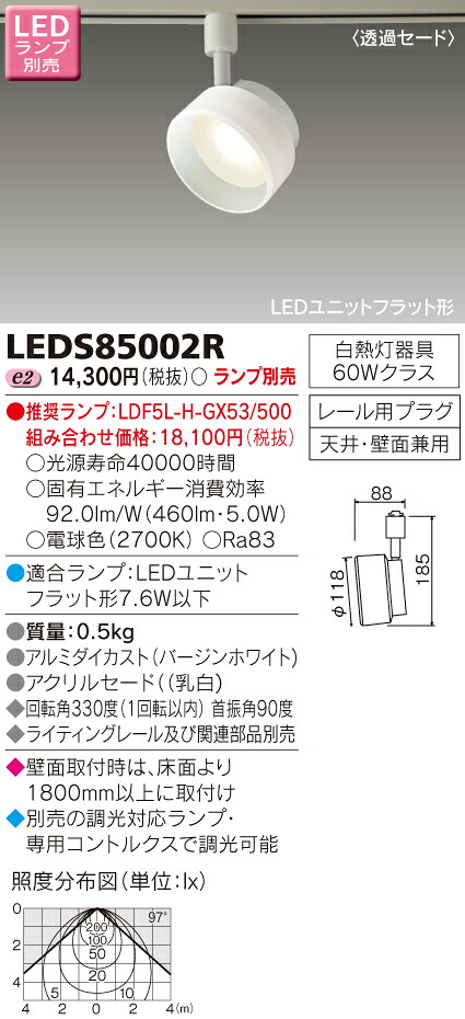 【法人様限定】東芝 LEDスポットライト(ランプ別売) LEDS85002R