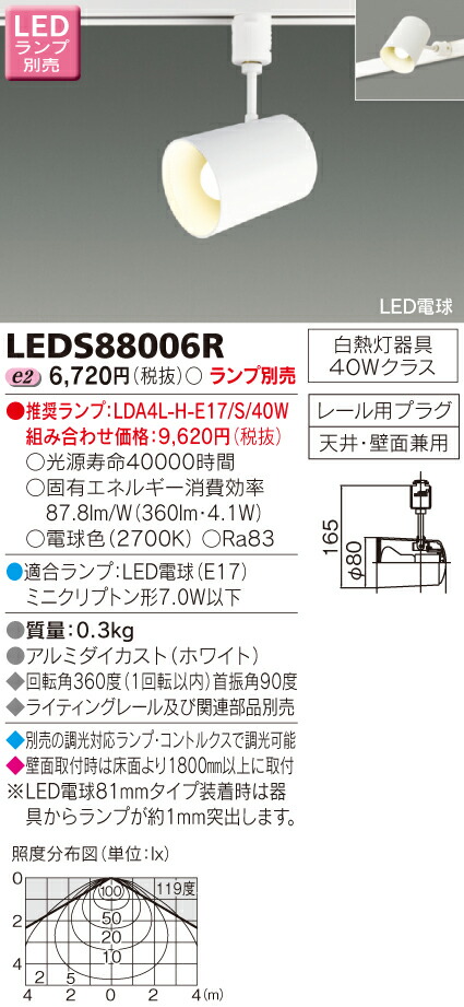 【法人様限定】東芝　LEDスポットライト（ランプ別売）　LEDS88006R