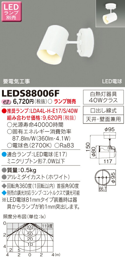 【法人様限定】東芝　LEDスポットライト（ランプ別売）　LEDS88006F【受注品】