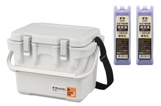 ［※空調設備ボックス席1個＋保冷剤2個仕掛ける※］ 余暇設備 IRIS OHYAMA アイリスオーヤマ HUGEL 無意味さ断熱空調設備ボックス席 15L VITC-15 アッシュホワイト 1個 + HUGEL 氷点下保冷剤 超冷ややかさ突っ支い棒印字機 HHC-ST 2個