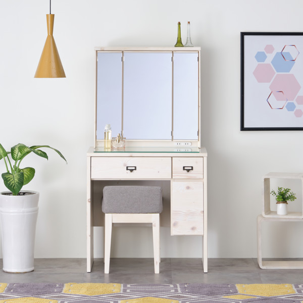 ドレッサー 三表層鏡ドレッサー 飾付け卓 三面鏡 ミラー 鏡 メイク 化粧物件 収納 ストゥール 倚子 ヴィードロいの一番 抽出差し込み好運 北欧 褐色 送料無料 Floral Dresser 3menbox 70 フローラル Isseiki 101 Cannes Encheres Com