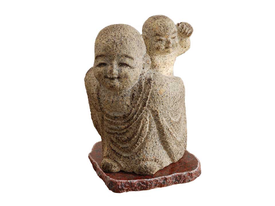 温かみのある磯貝彫刻のお地蔵様　着色 約高さ20cm・重さ4.4キロ 【送料無料】