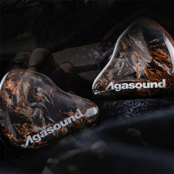 Agasound Sublimation Burnout ブラックオレンジ 有線イヤホン 密閉型 リケーブル対応 2pin 3.5mm 4.4mm ウッド ハウジング メイプルウッド カーボンファイバー OCC ダイナミック アガサウンド