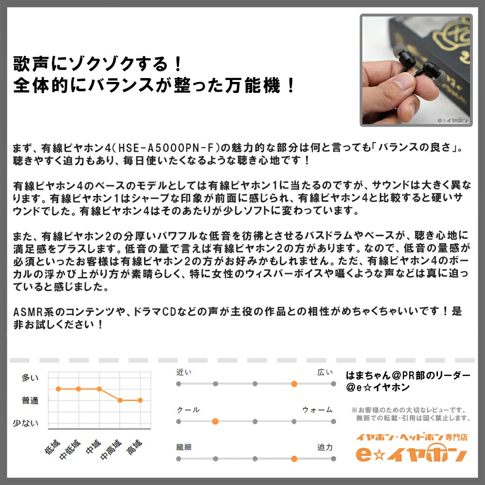 【10/1限定★抽選で最大100%ポイントバック！(要エントリー)】Hi-Unit HSE-A5000PN-F (ピエール中野モデル/有線ピヤホン4) FitEarコラボ 有線イヤホン リモコン・マイク付き カナル型 高音質 有線 イヤホン iPhone Android PC 3.5mm 重低音 送料無料 国内正規品