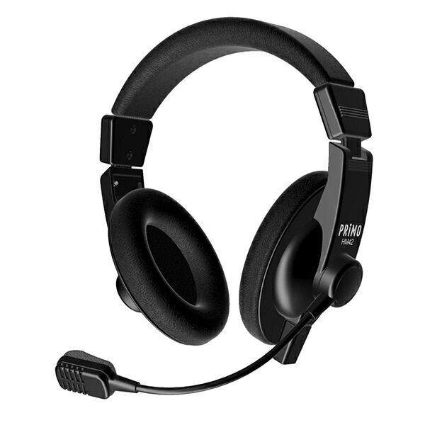 【お取り寄せ】 プリモ HM42 ブラック (両耳タイプ) ヘッドセット マイク付き モニターヘッドホン 有線ヘッドホン 業務用 【送料無料】