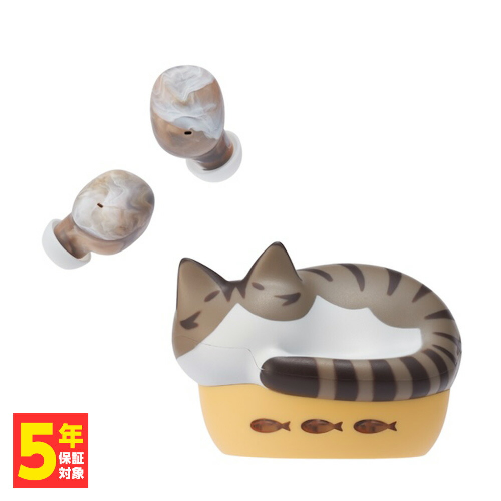 radius NEKO 完全ワイヤレスイヤホン キジシロ 【HP-C28BTT】 ねこ 猫 ネコ Bluetooth イヤホン 防水 マイク付き 通話 かわいい 小さい NEKO ラディウス