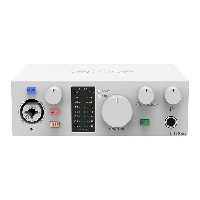 TOPPING Professional E1x2 OTG White オーディオインターフェース 1in/2out ストリーミング 配信トッピングプロフェッショナル