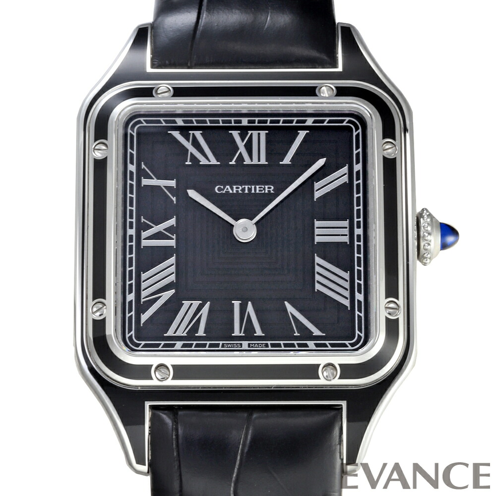 【中古】 カルティエ サントス デュモン LM WSSA0046 ブラック メンズ 【腕時計】【CARTIER】