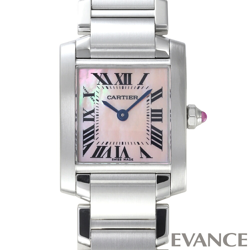 【中古】 カルティエ タンク フランセーズ SM W51028Q3 ピンクマザーオブパール レディース 【腕時計】【CARTIER】 209,000円