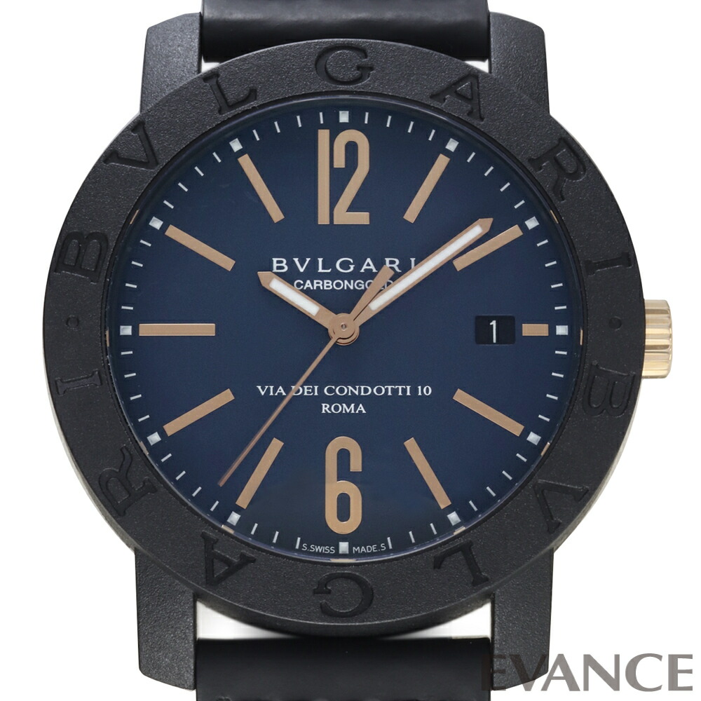 【中古】 ブルガリ ブルガリ・ブルガリ カーボン ゴールド BBP40C3CGLD ブルー メンズ 【腕時計】【BVLGARI】|エバンス 店