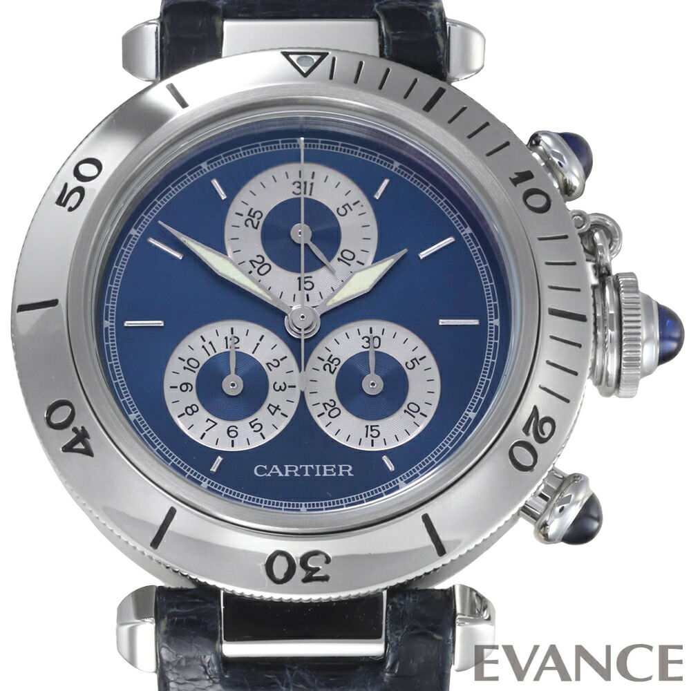 【中古】 カルティエ パシャ クロノリフレックス W3100855 青碧 ボーイズ 【ウオッチ】【CARTIER】
