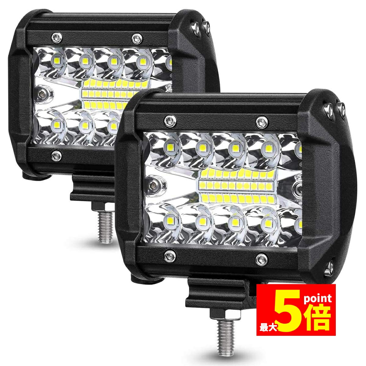 ★継続期間押さえる！尖んがり5倍★60W やり方灯 LED 細工物点火装置  狭角30度 フラッドライト 12V-24V相応う 汎用 車外灯 4in 角形 6000K 白いこと 夜つり銭 小夜やり方 トラクタ用 LED細工物点火装置 新心積もり 雨合羽 防塵 耐