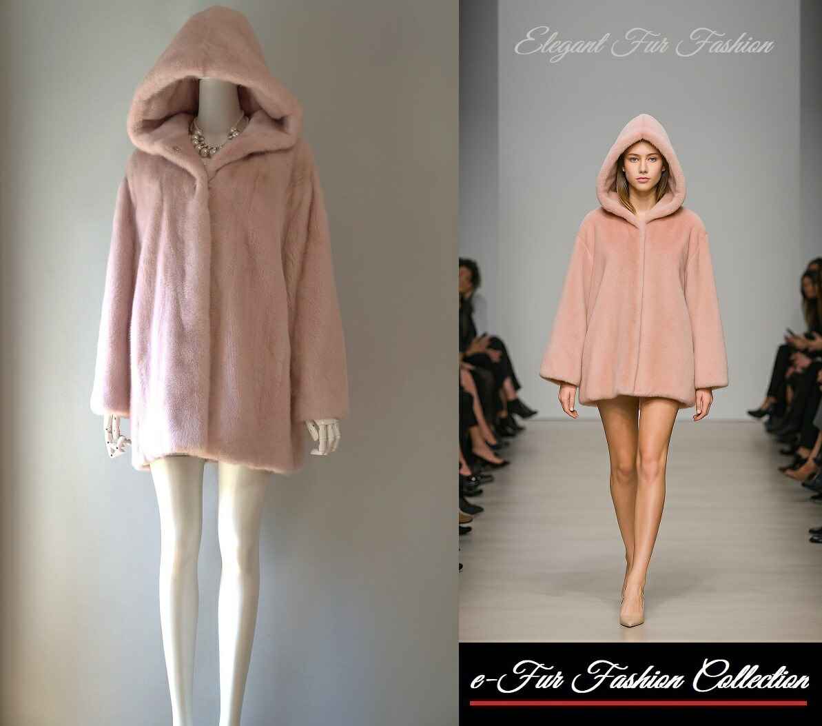楽天市場】街角に映える☆フード付きピンクのミンクコート新品処分
