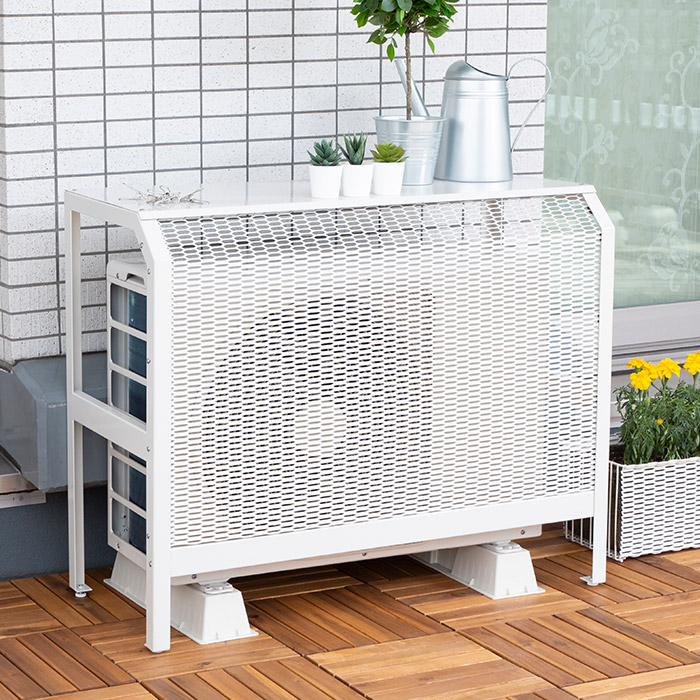 室外機 カバー 岩谷マテリアル エアコン 室外機カバー イワタニ Iwatani Acasc 日よけ 日本製 スチール 丈夫 頑丈 サビ 腐食しにくい シンプル おしゃれ スタイリッシュ デザイン 遮熱 目隠し 棚 雪 耐腐食 樹脂 コーティング 北欧 空調 長持ち ホワイト ブラウン 白