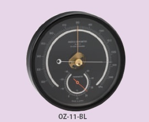 (直送) 大田計器製作所 NO.OZ-11-BL アネロイド型気圧計 ブラック 文字盤穴あき 温度計付 19,250円