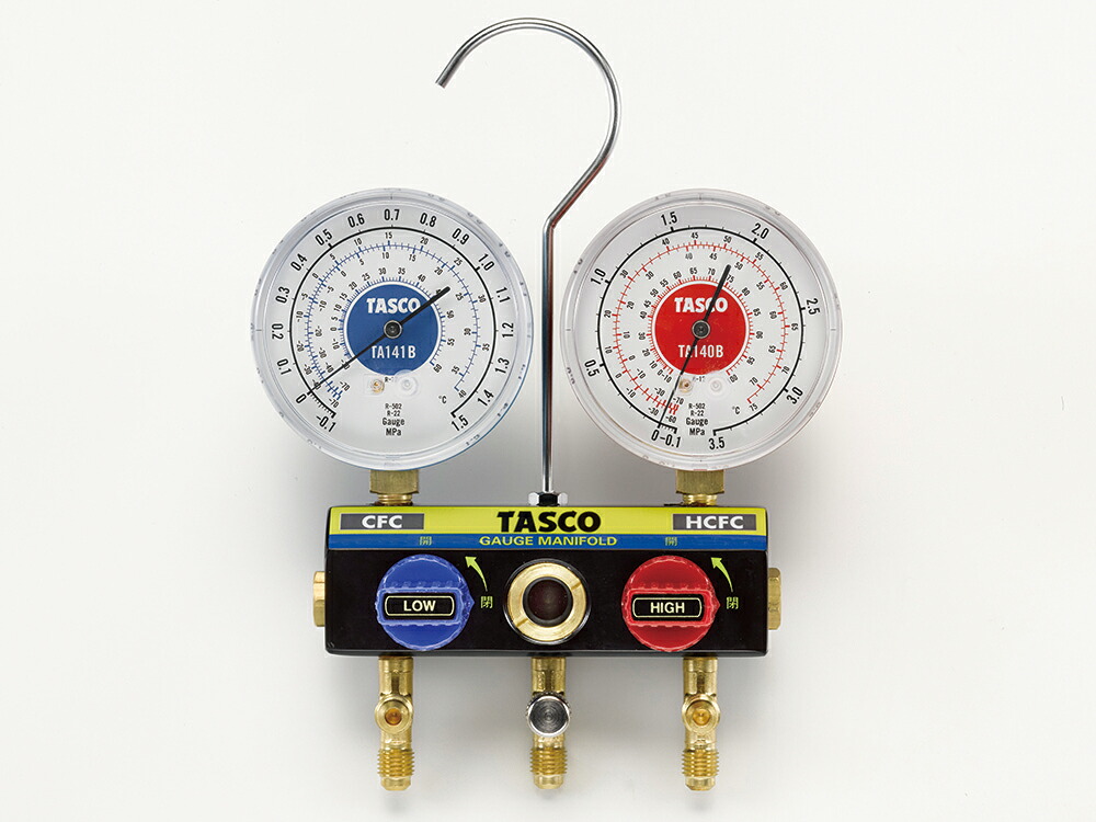 イチネンTASCO TA120W-2 ボールバルブ式 マニホールドキット R22 R12 R502用