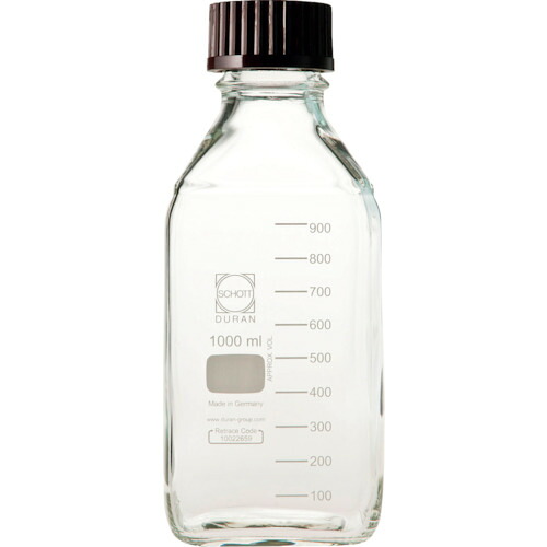 柴田科学 017230-10001A 耐熱ネジ口角瓶 赤キャップ付 1000mL 10入