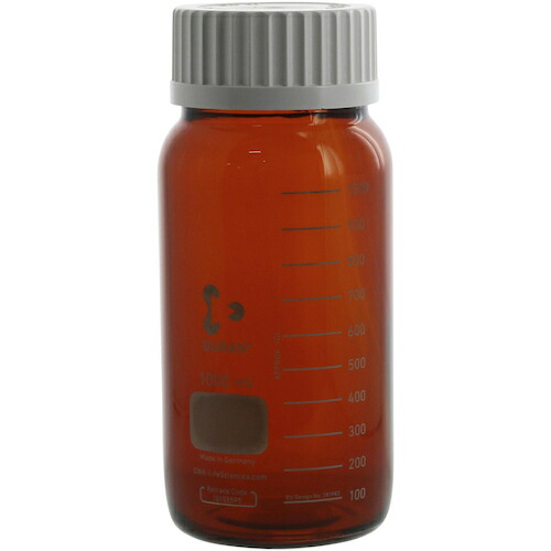 柴田科学 017250-31000A 耐熱ネジ口瓶 広口 茶褐 白キャップ 1000mL｜ハカルドットコム 店