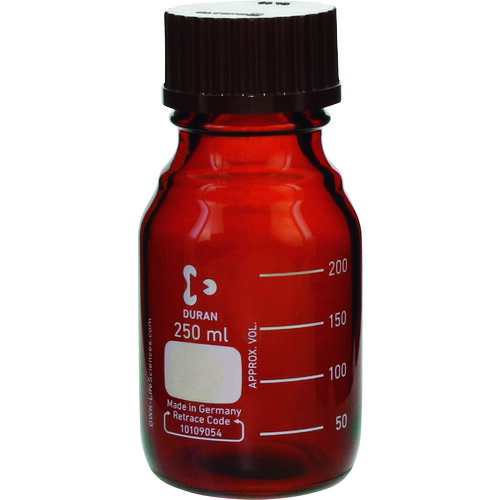 柴田科学 017210-2501A 耐熱ネジ口瓶 茶褐 赤キャップ付 250mL 10入
